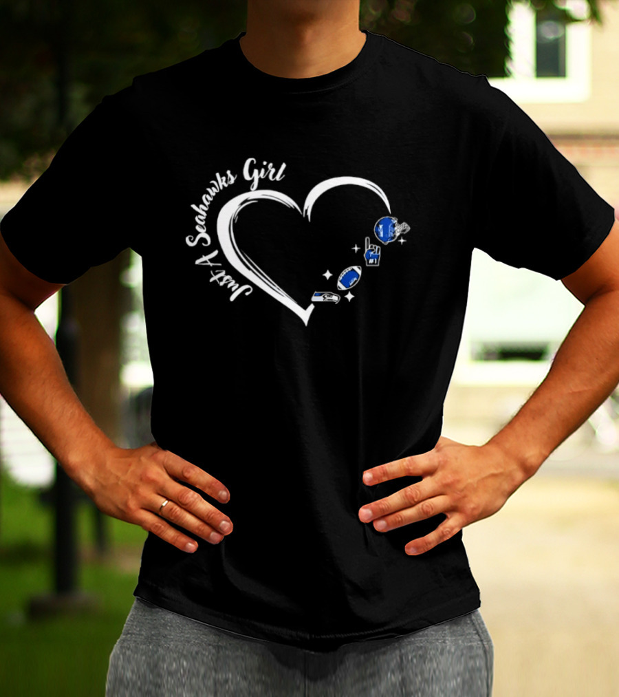 Seahawks Girl Heart Football Just A Seattle Fan T-Shirt