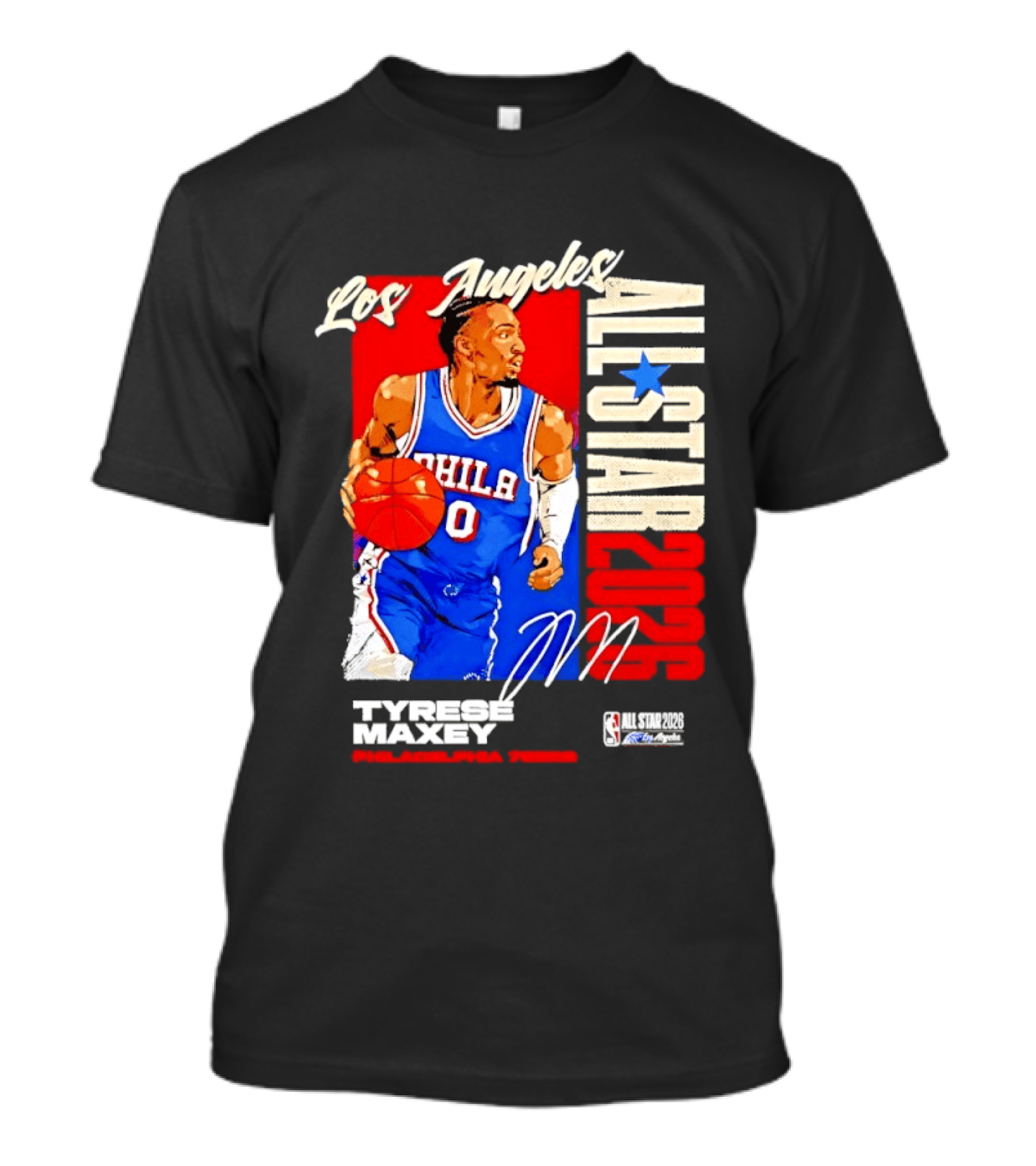 Los Angeles All Star 2026 Tyrese Maxey Philadelphia 76ers NBA Player T-Shirt