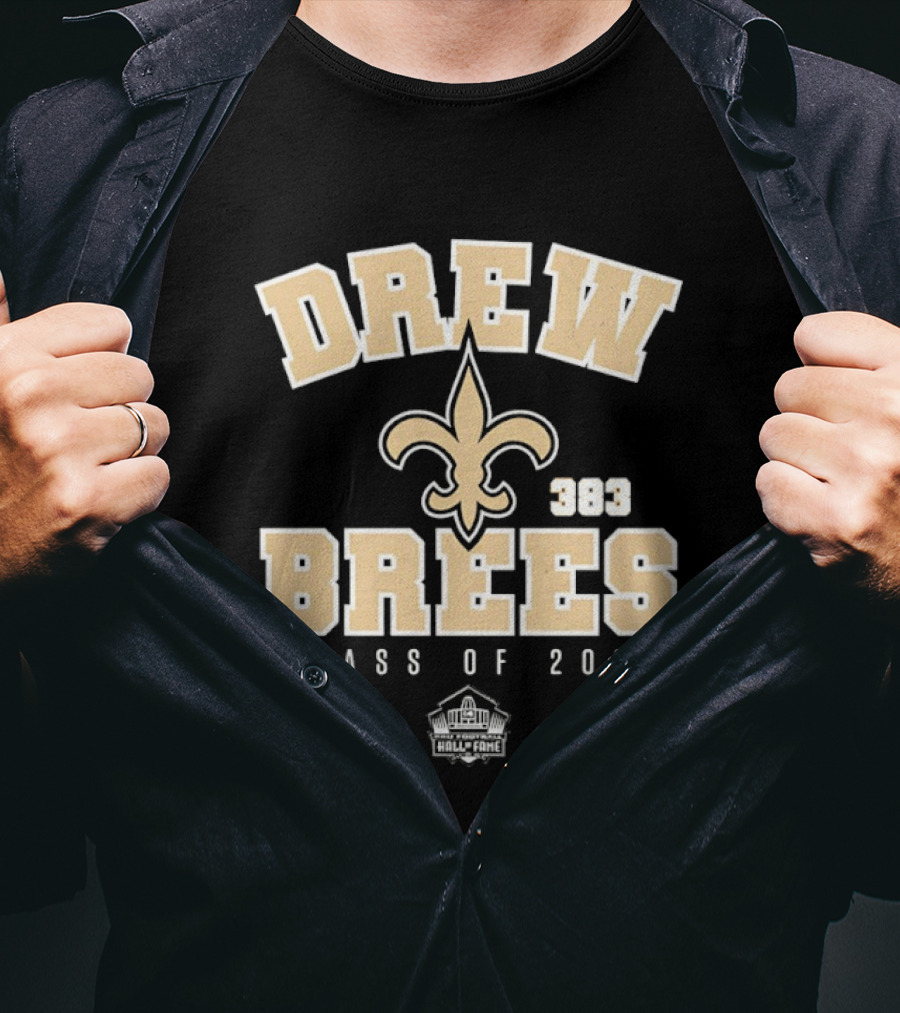 Drew Brees New Orleans Saints 2026 Pro Football Hall Of Fame Fleur De Lis T-Shirt