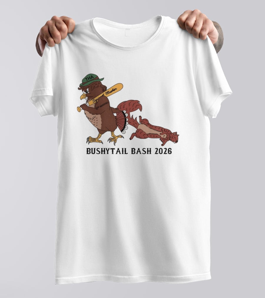 Bushytail Bash 2026 THA Squirrel Masher Owl Baseball T-Shirt