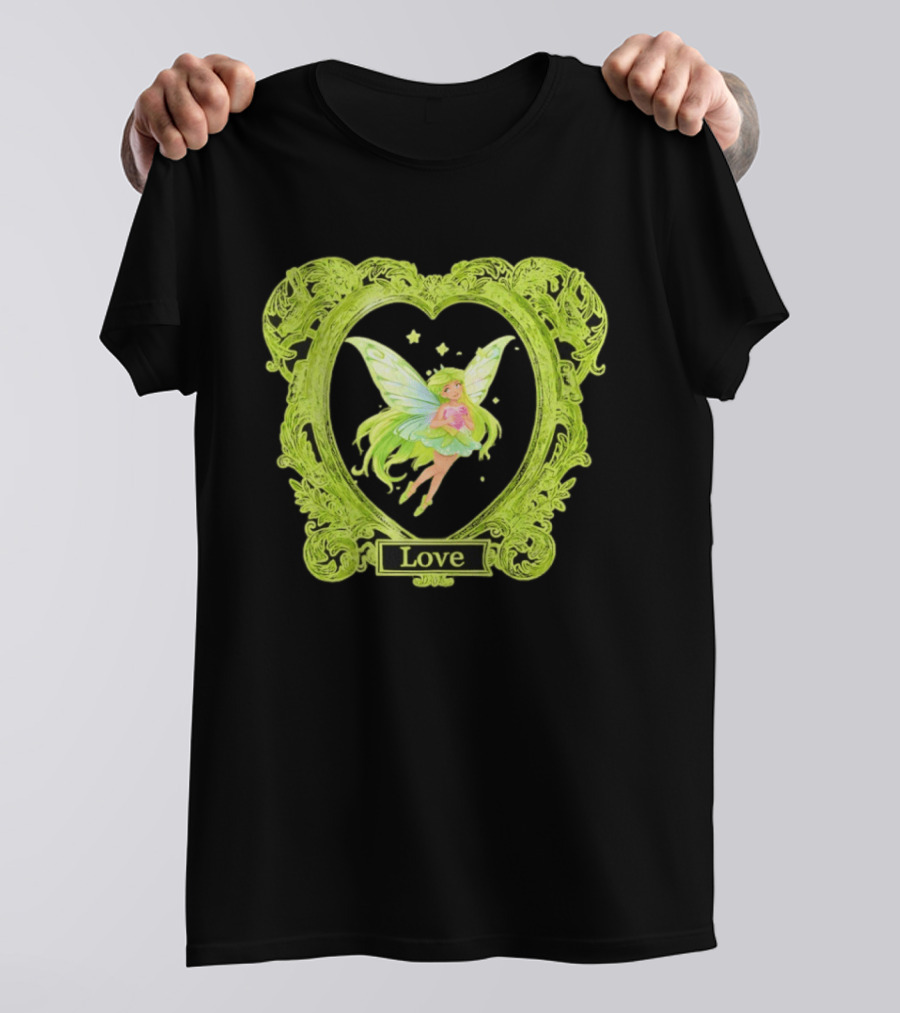 Love Angel Fairy In Ornate Heart Frame T-Shirt