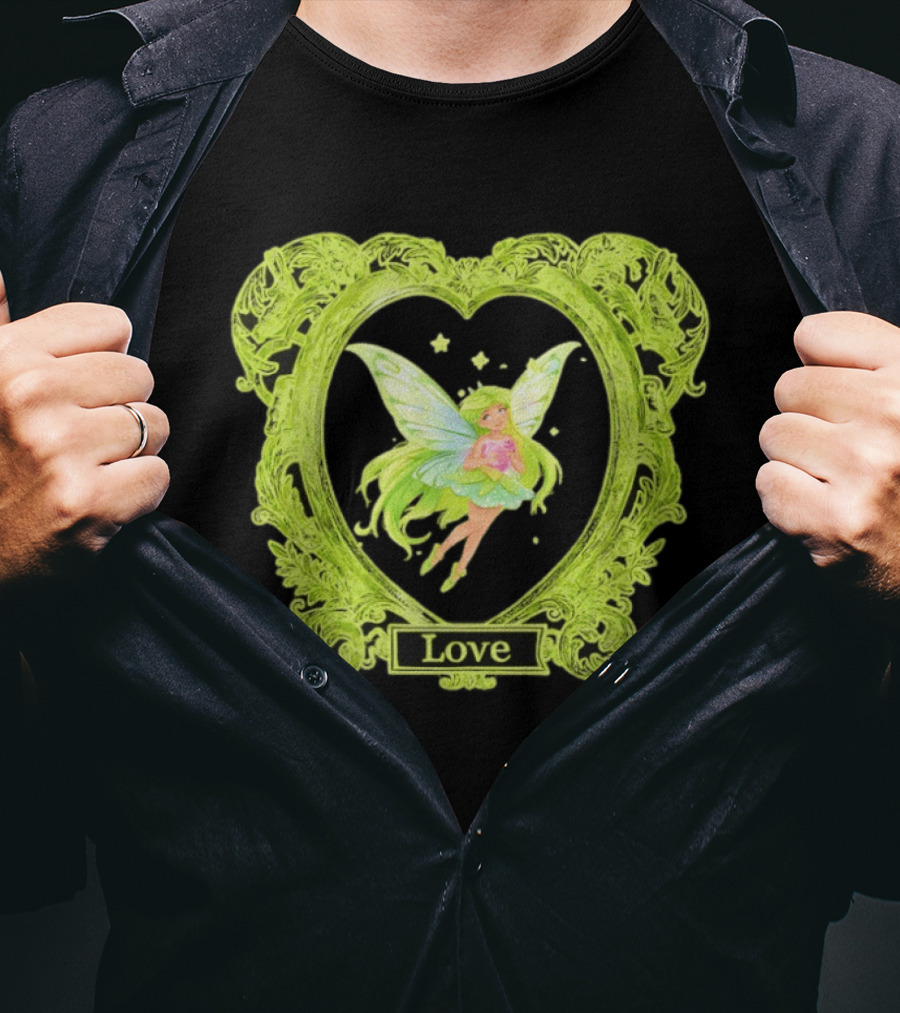 Love Angel Fairy In Ornate Heart Frame T-Shirt
