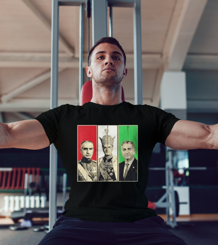 Pahlavi Dynasty Generations Reza Shah Mohammad Reza Iran Flag T-Shirt