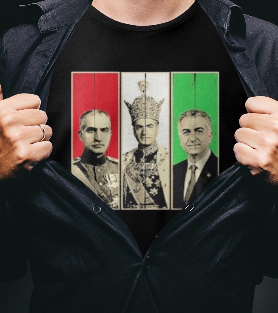 Pahlavi Dynasty Generations Reza Shah Mohammad Reza Iran Flag T-Shirt