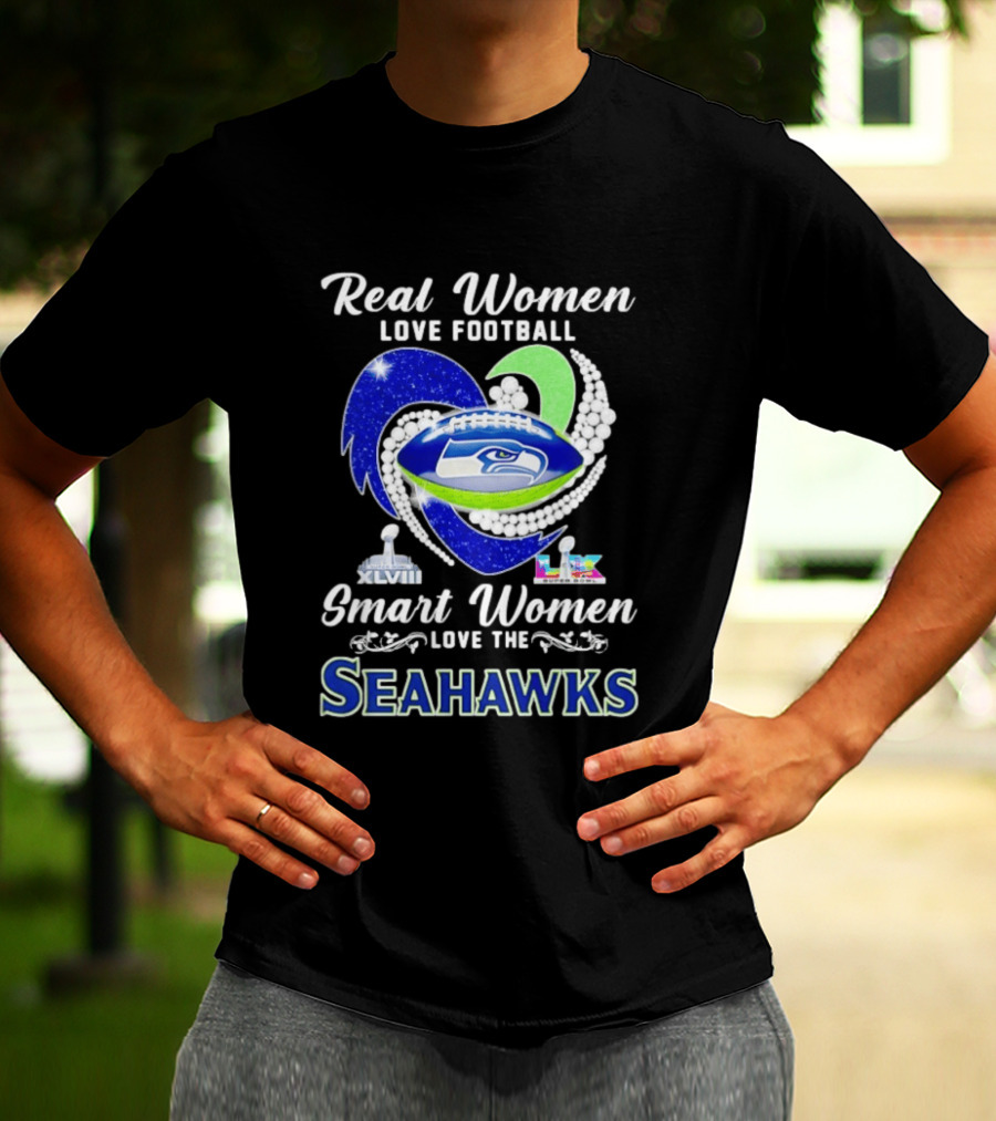 Real Women Love Football Smart Women Love The Seattle Seahawks Super Bowl XLVIII Champions T-Shirt