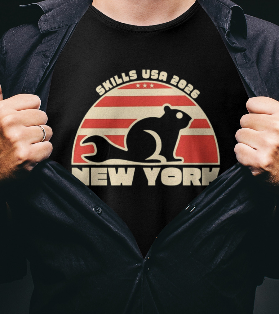 Skills USA 2026 New York Patriotic Beaver Flag T-Shirt