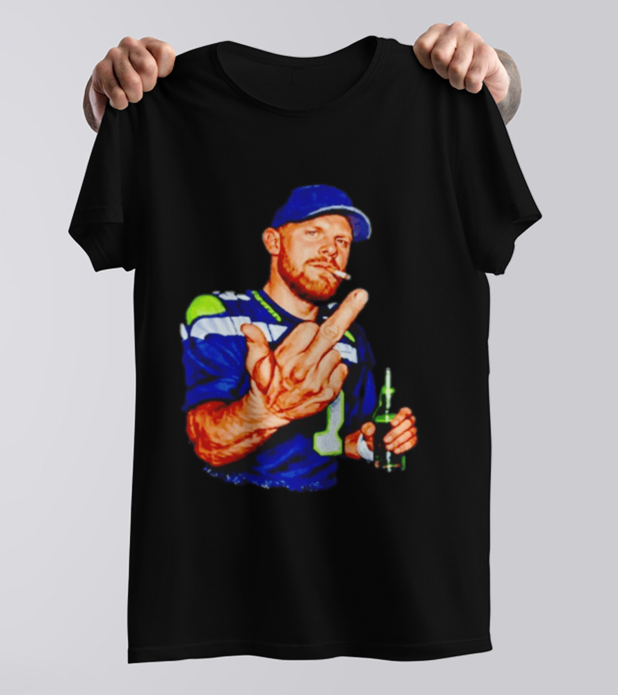 Ernest Jones Seahawks Sam Darnold Middle Finger Beer Cigarette T-Shirt