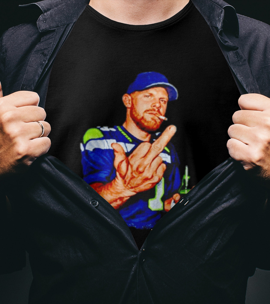 Ernest Jones Seahawks Sam Darnold Middle Finger Beer Cigarette T-Shirt