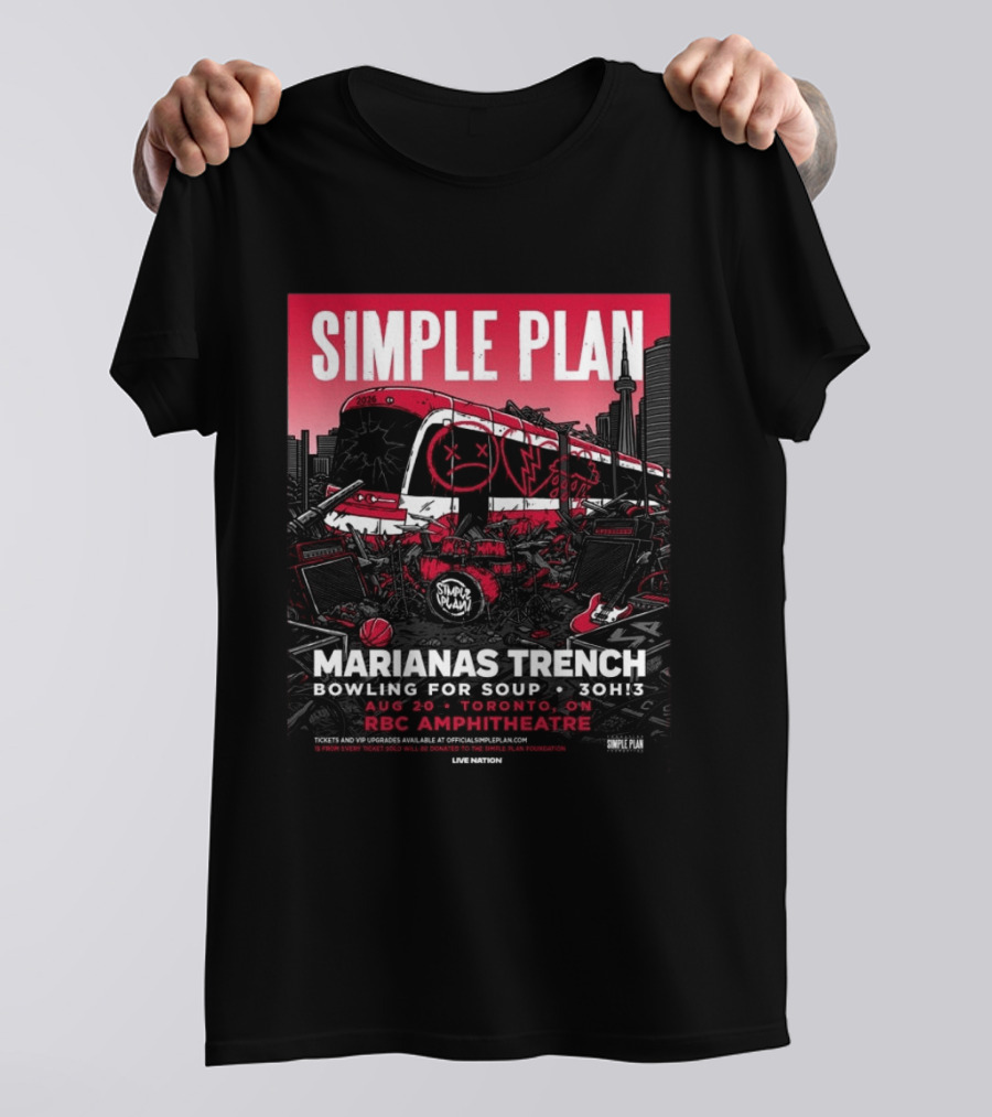 Simple Plan Marianas Trench Bowling For Soup 3OH!3 2026 Toronto RBC Amphitheatre August 20 T-Shirt