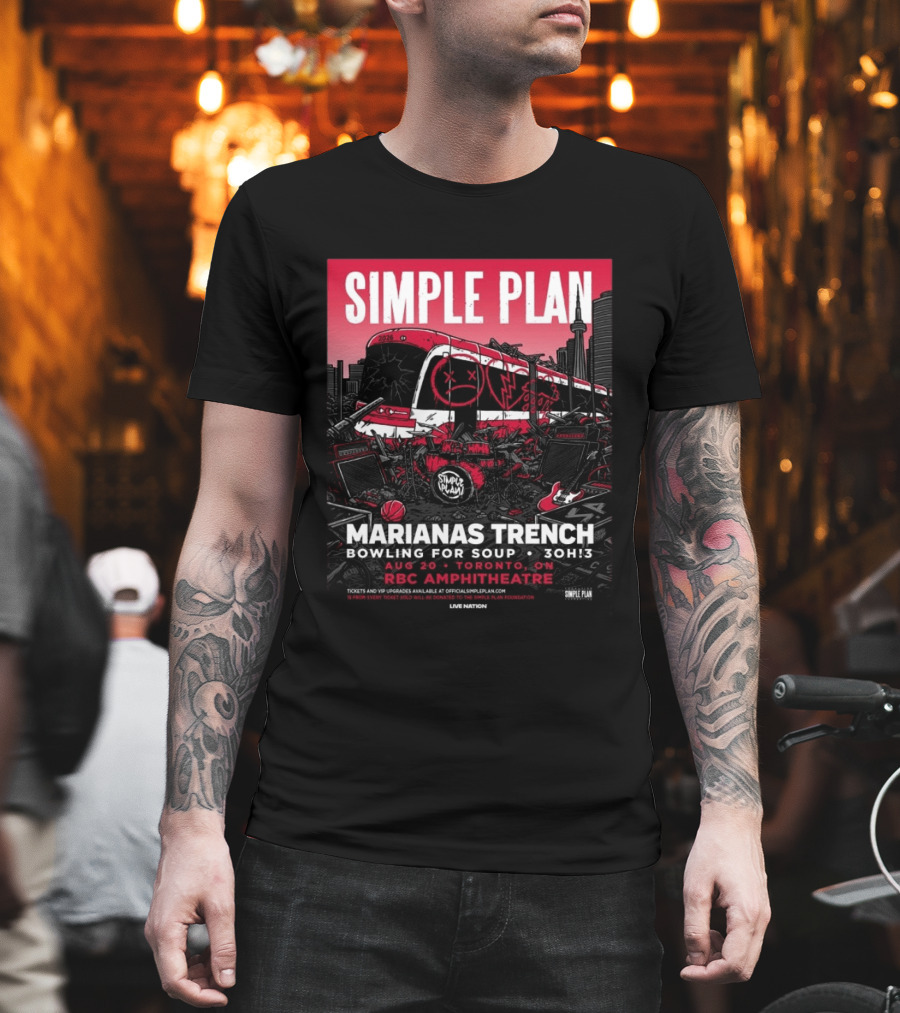 Simple Plan Marianas Trench Bowling For Soup 3OH!3 2026 Toronto RBC Amphitheatre August 20 T-Shirt