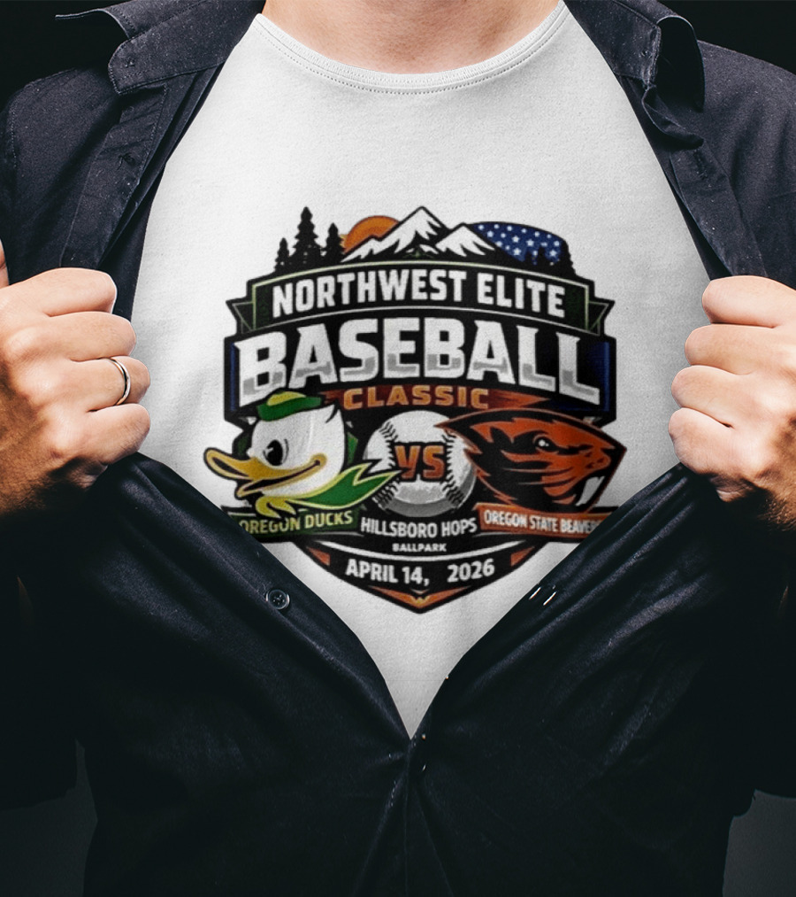 Northwest Elite Baseball Classic Oregon Ducks Vs Oregon State Beavers Hillsboro Hops Ballpark April 14 2026 T-Shirt