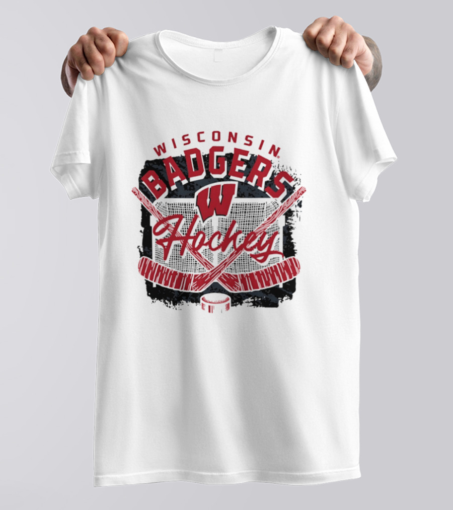 Wisconsin Badgers Hockey W Logo Hockey Sticks T-Shirt