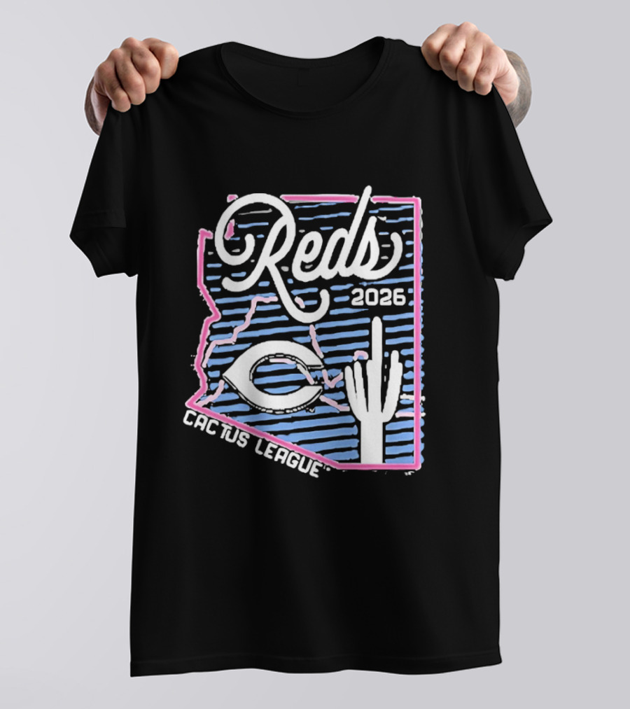Cincinnati Reds 2026 Cactus League Spring Training Arizona Outline Saguaro Cactus T-Shirt