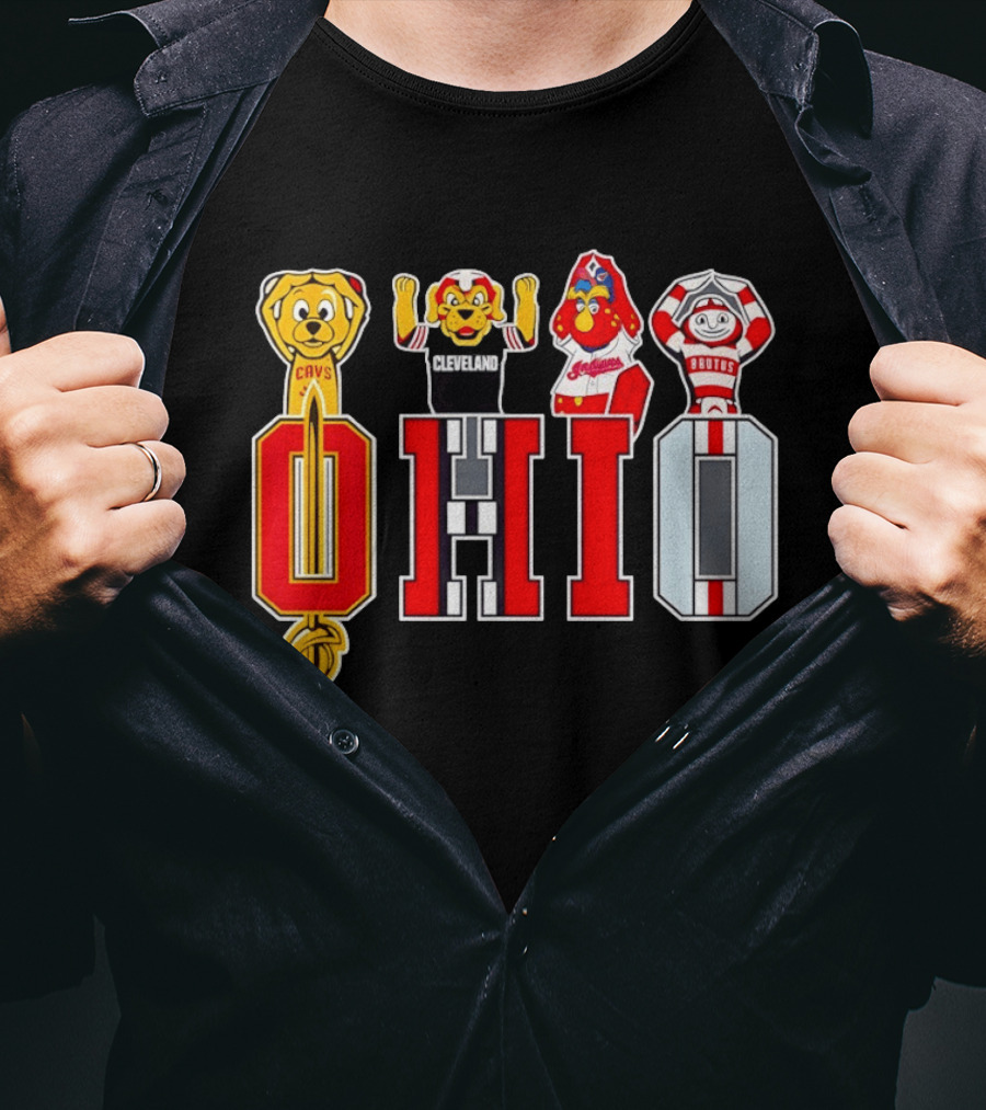 Ohio Sports Teams Cavaliers Browns Buckeyes Cardinals Logos T-Shirt