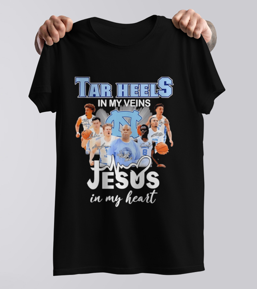 Tar Heels In My Veins Hubert Davis Jesus In My Heart T-Shirt