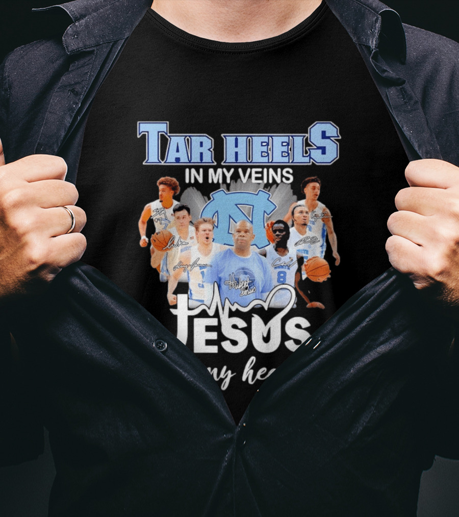 Tar Heels In My Veins Hubert Davis Jesus In My Heart T-Shirt