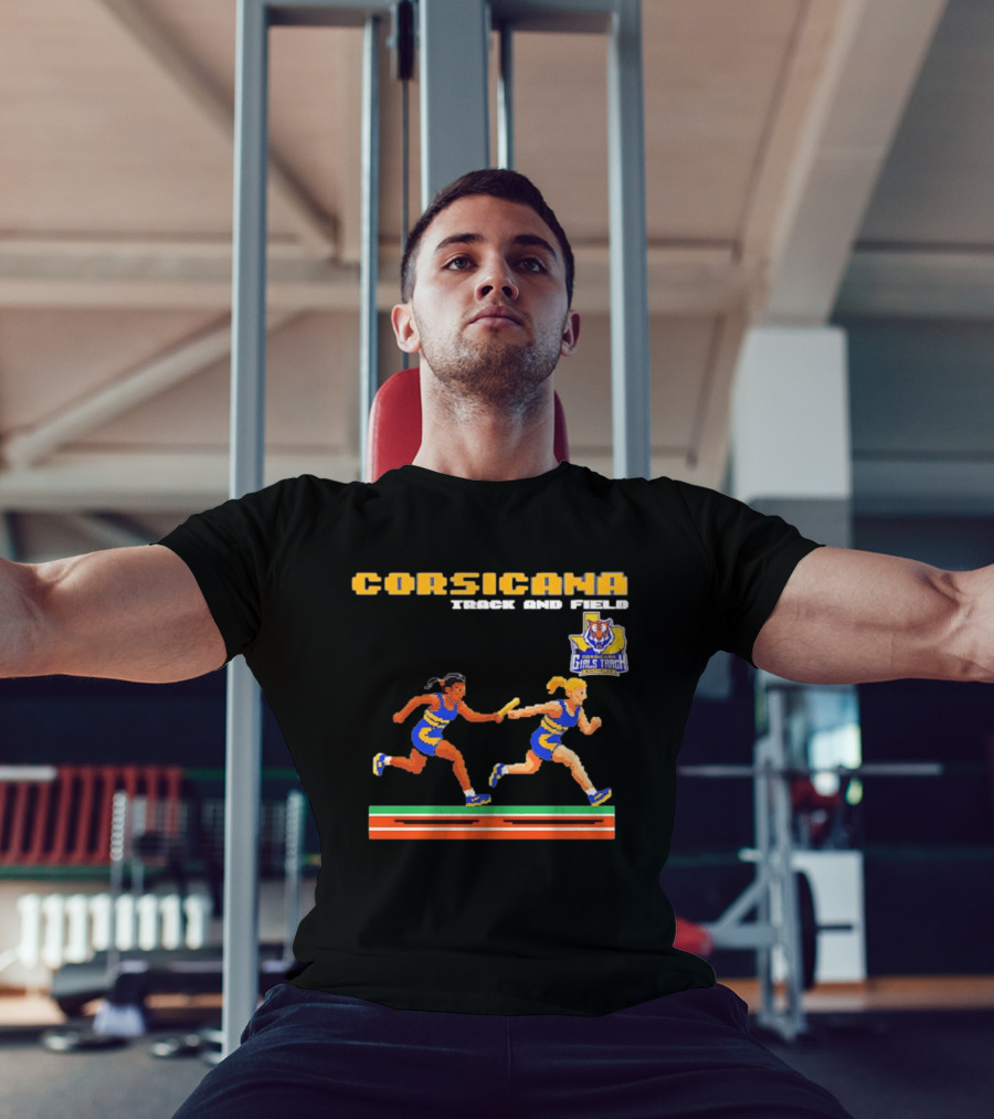 Corsicana Track And Field Pixel Art Girls Track Team Relay Baton T-Shirt