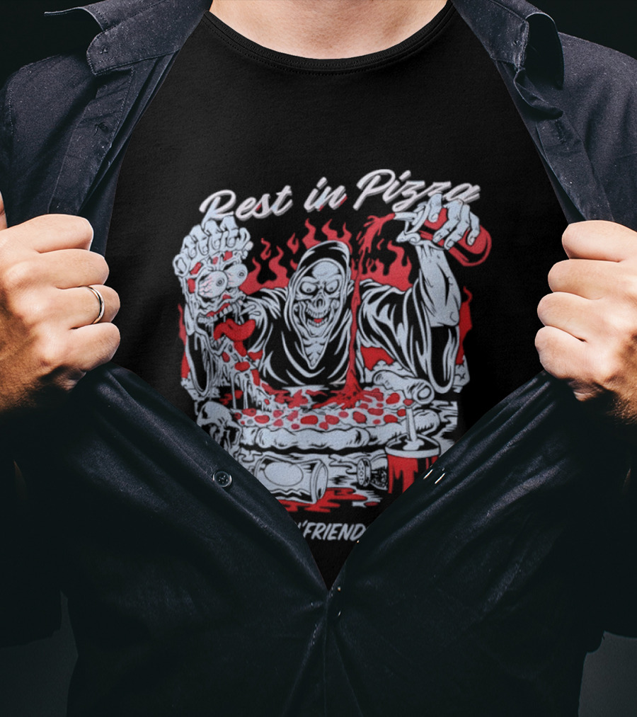 Rest In Pizza Death N Friends Pizza Party Fun T-Shirt