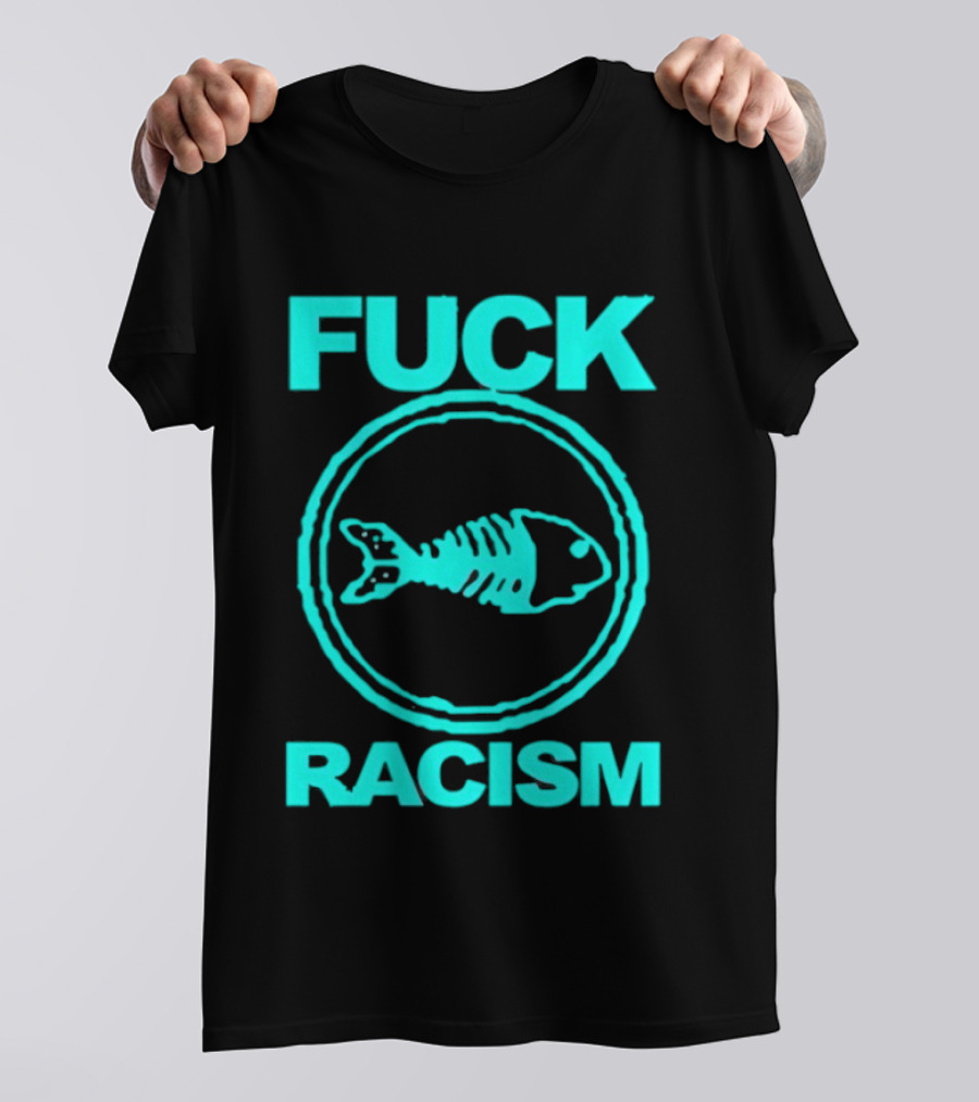 Fuck Racism Fishbone Skeleton Circle T-Shirt