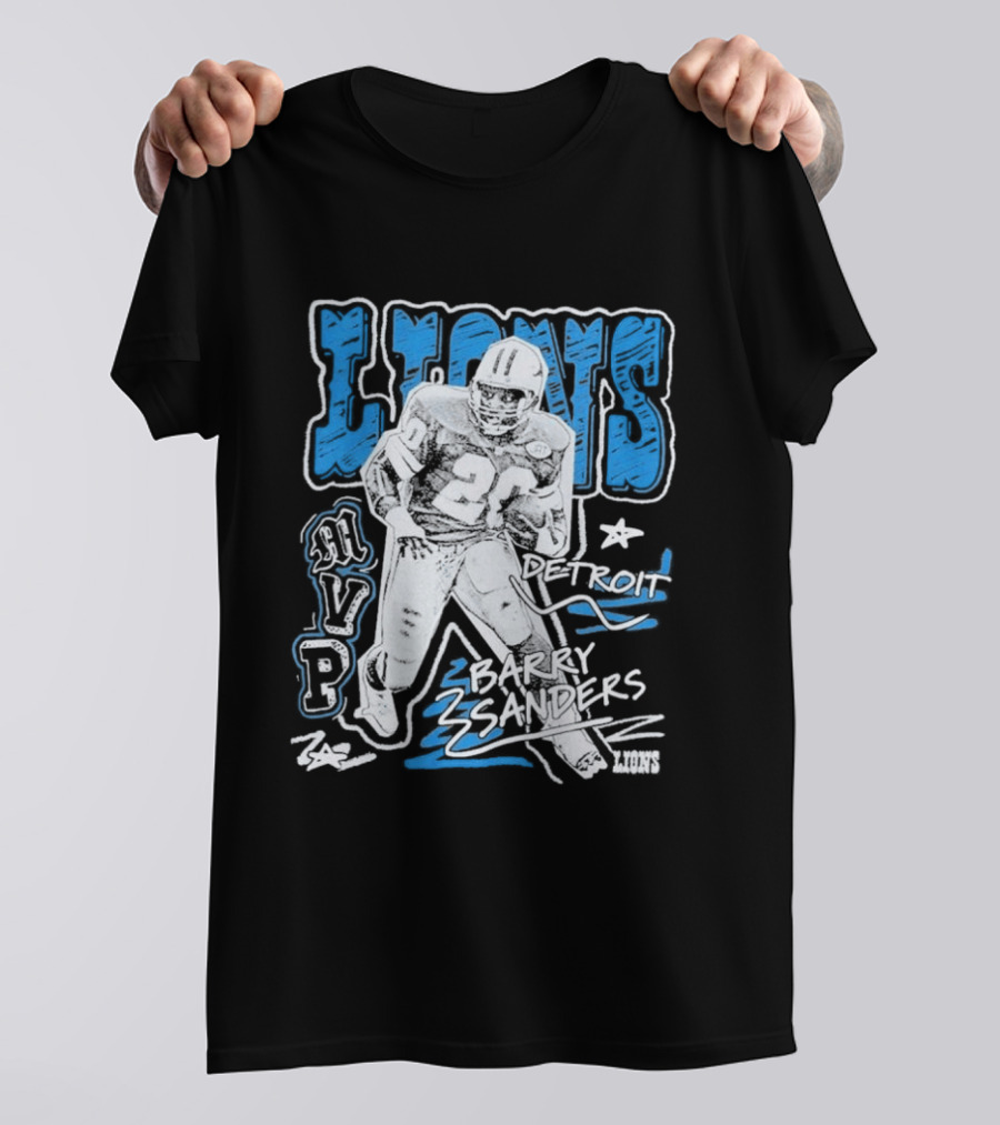 Detroit Lions MVP Barry Sanders Mitchell & Ness Chalked Up T-Shirt