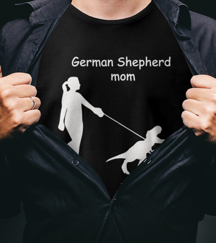 German Shepherd Mom Dinosaur Walking T-Shirt