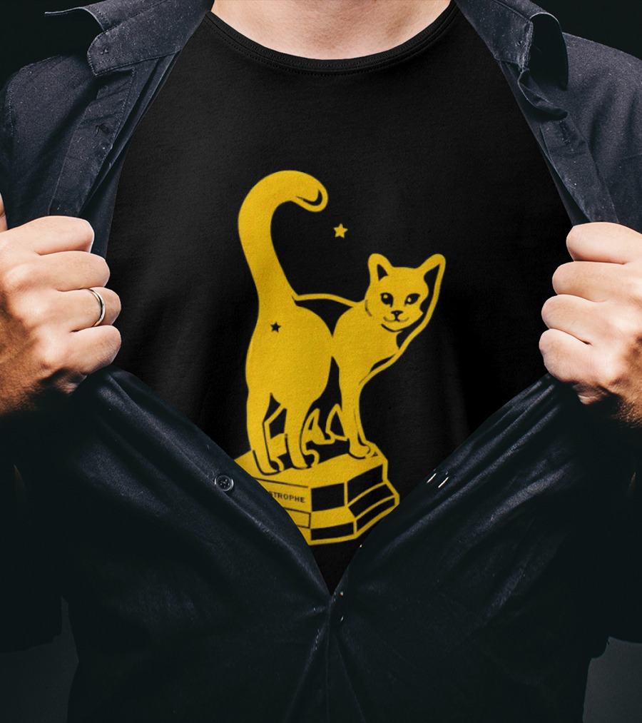 Catastrophe Cat Trophy Black Yellow Star Award T-Shirt