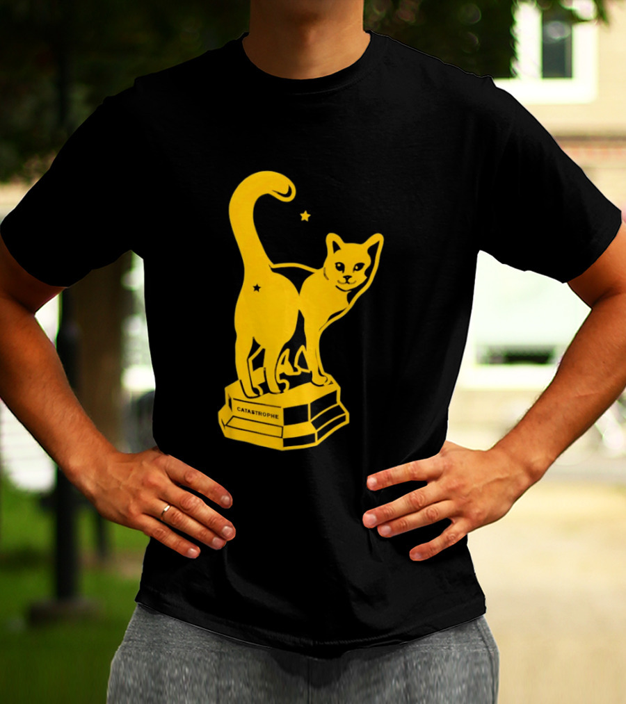 Catastrophe Cat Trophy Black Yellow Star Award T-Shirt