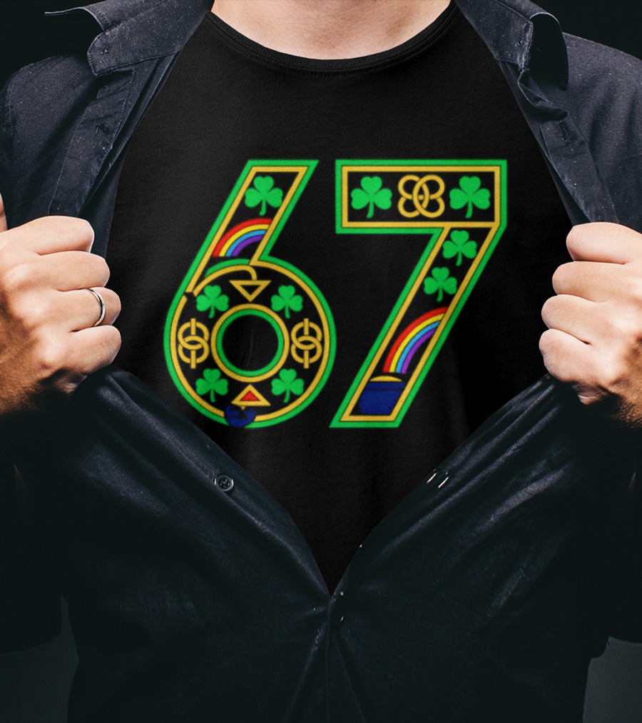 Celtic 67 Shamrock Irish Clover St Patrick's Day Rainbow T-Shirt