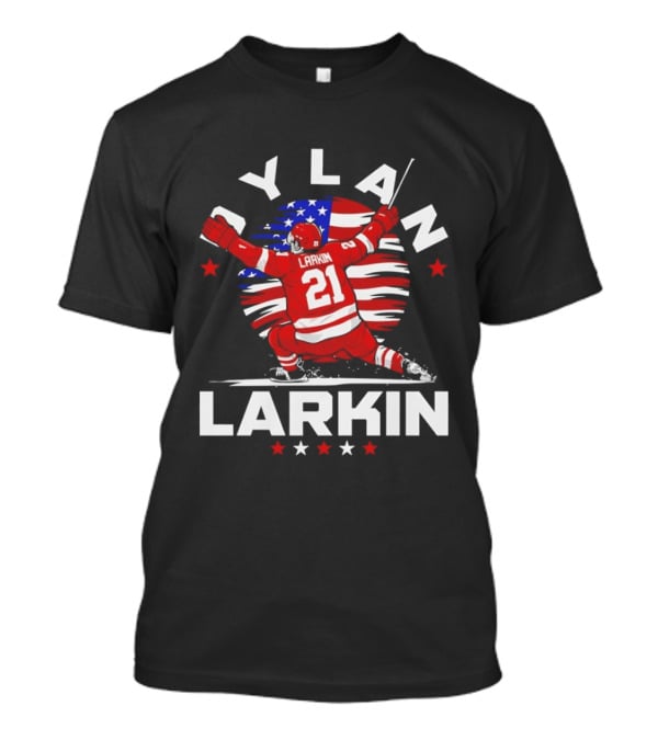 Dylan Larkin 21 USA Flag Celebration Detroit Hockey T-Shirt