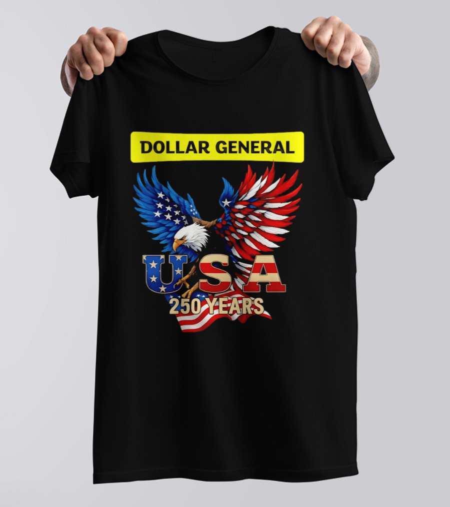 Dollar General Eagle USA 250 Years Of America Flag T-Shirt
