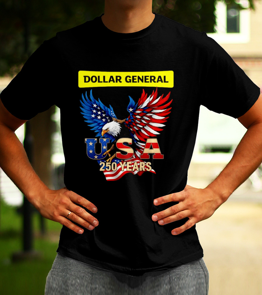 Dollar General Eagle USA 250 Years Of America Flag T-Shirt
