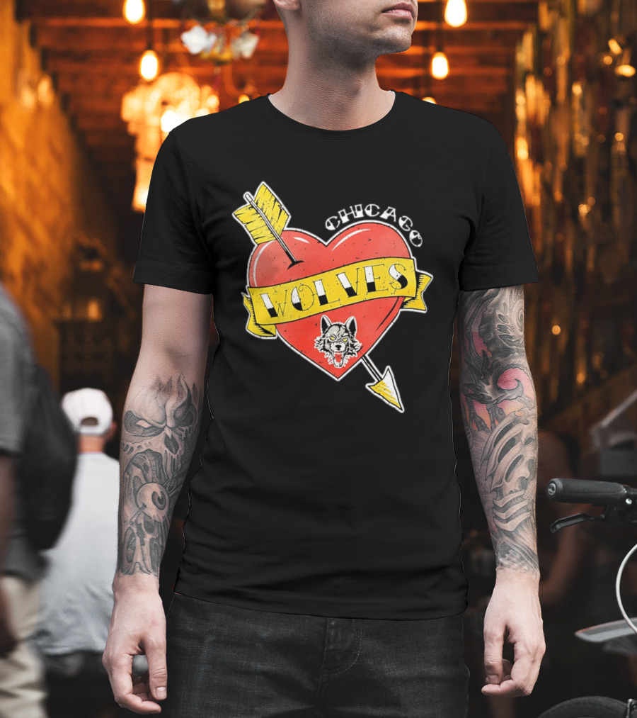 Chicago Wolves Heart Arrow Banner T-Shirt