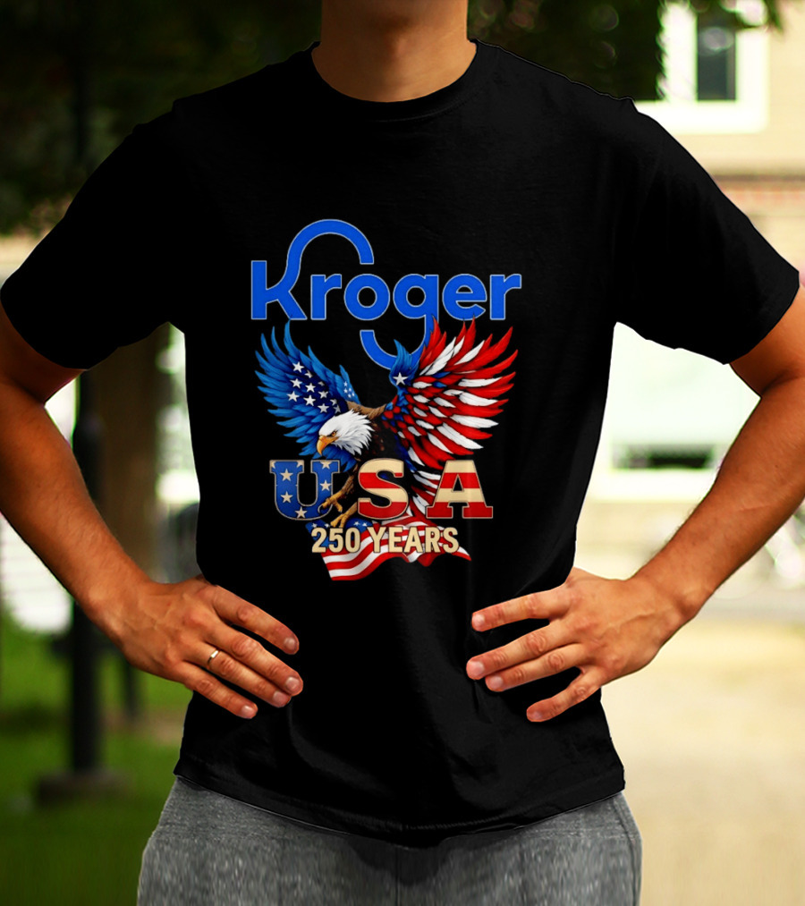 Kroger Eagle USA 250 Years American Flag T-Shirt