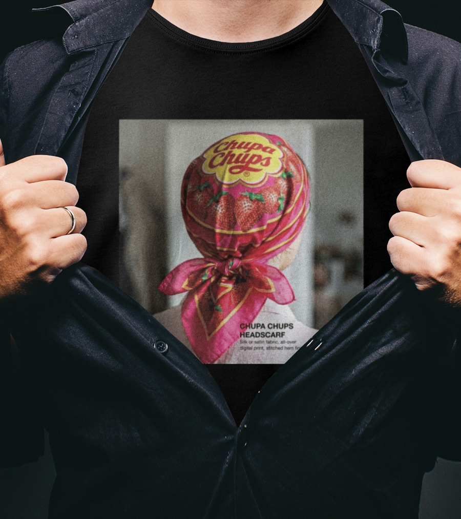 Chupa Chups Headscarf Strawberries Silk Satin Digital Print T-Shirt