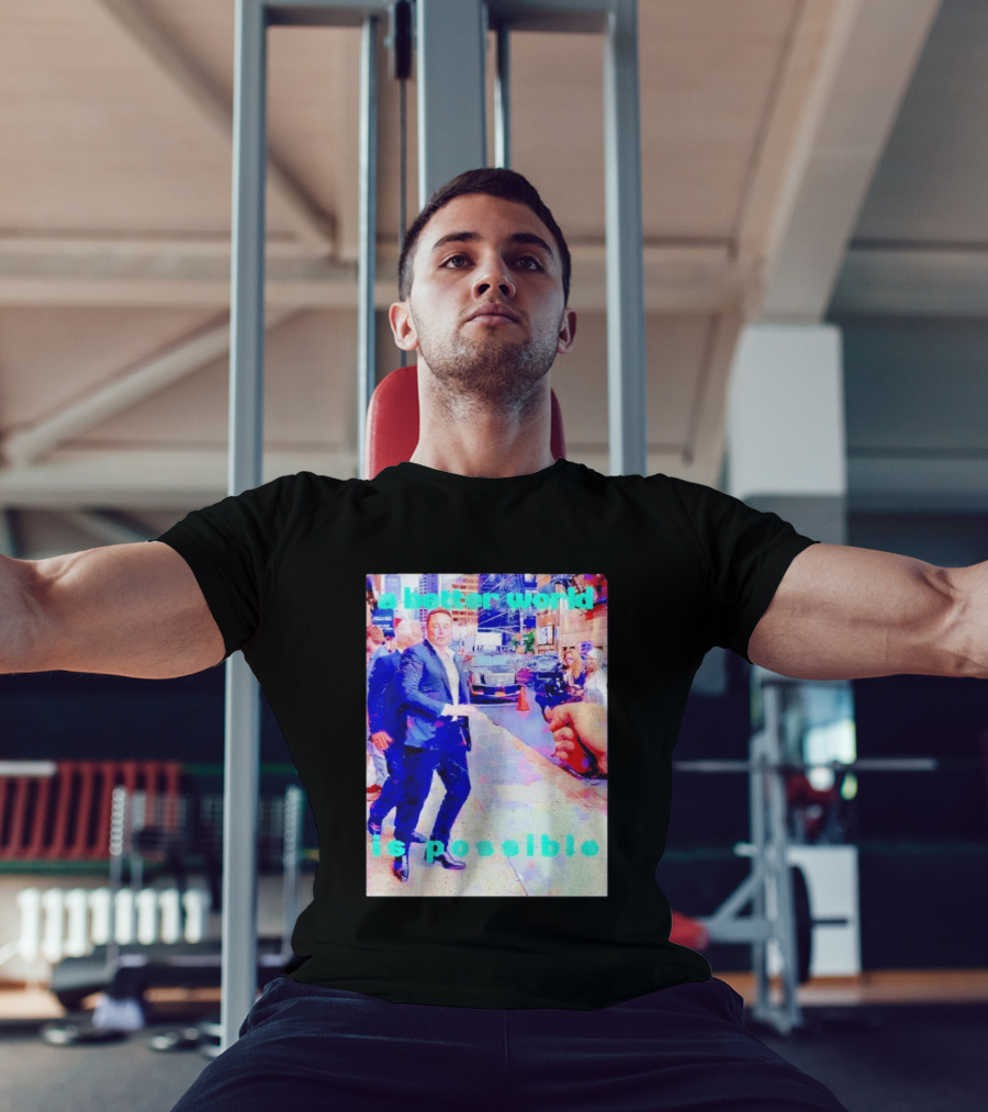 Elon Musk A Better World Is Possible Urban Street Scene T-Shirt