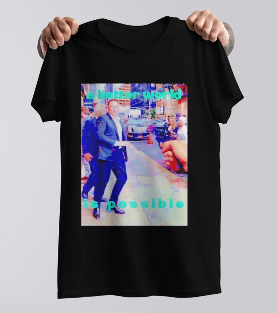 Elon Musk A Better World Is Possible Urban Street Scene T-Shirt