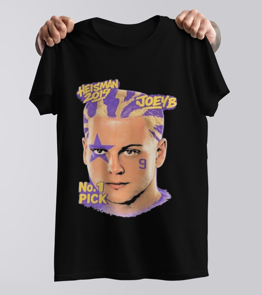 Heisman 2019 Joeyb No 1 Pick Star Face Paint Purple Hair Stripes T-Shirt