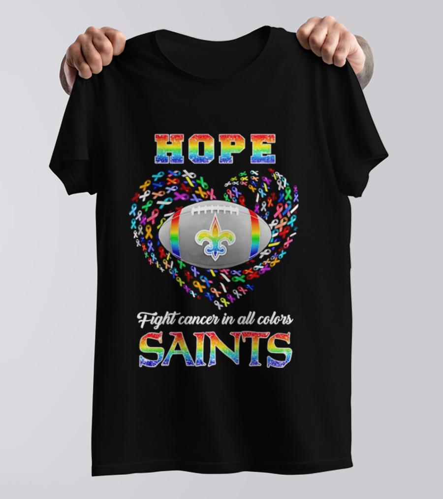 New Orleans Saints Hope Fight Cancer Rainbow T-Shirt