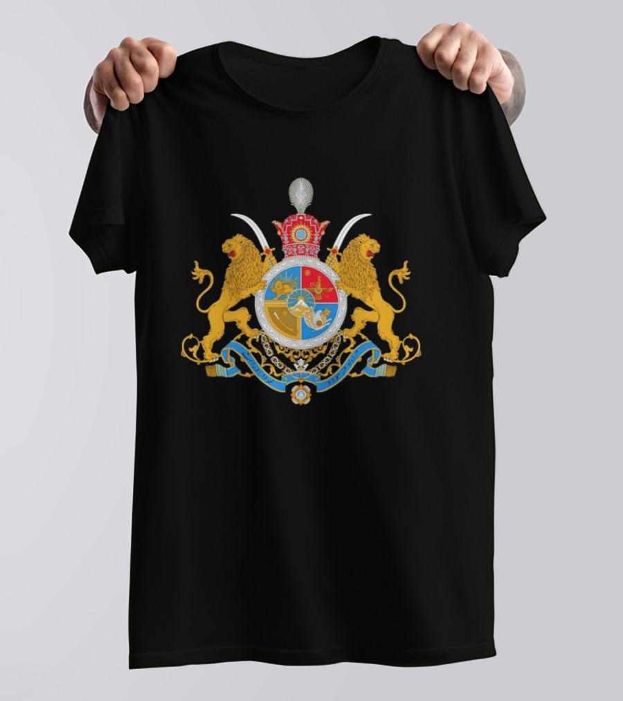 Imperial Lion And Crown Emblem Of Iran Dual Sword Legacy T-Shirt
