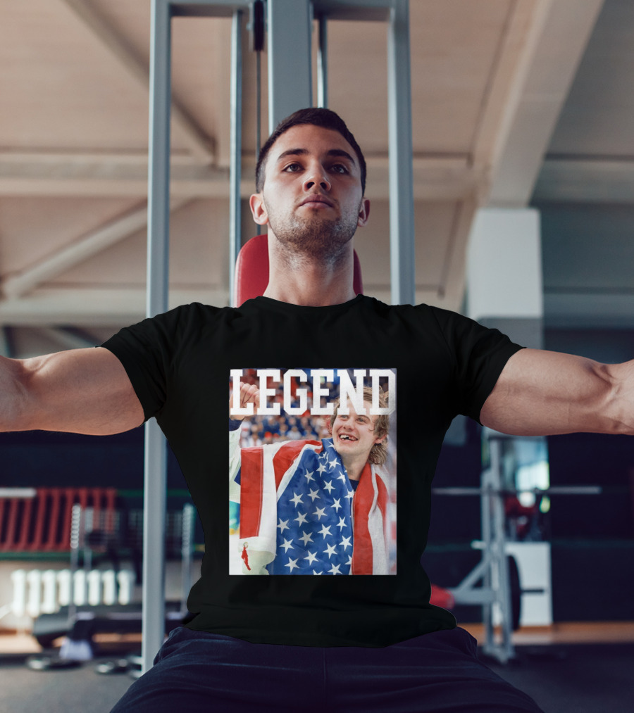 Men's Hockey USA Jack Hughes Legend American Flag Victory Celebration T-Shirt