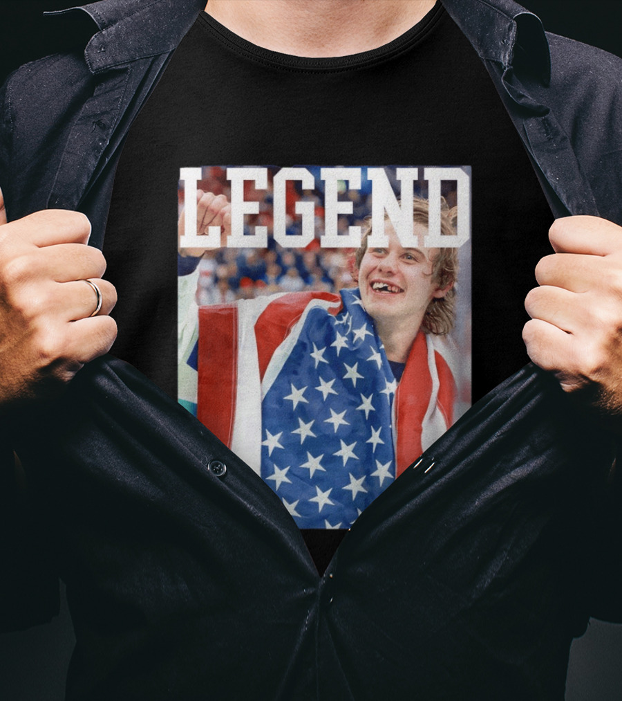 Men's Hockey USA Jack Hughes Legend American Flag Victory Celebration T-Shirt