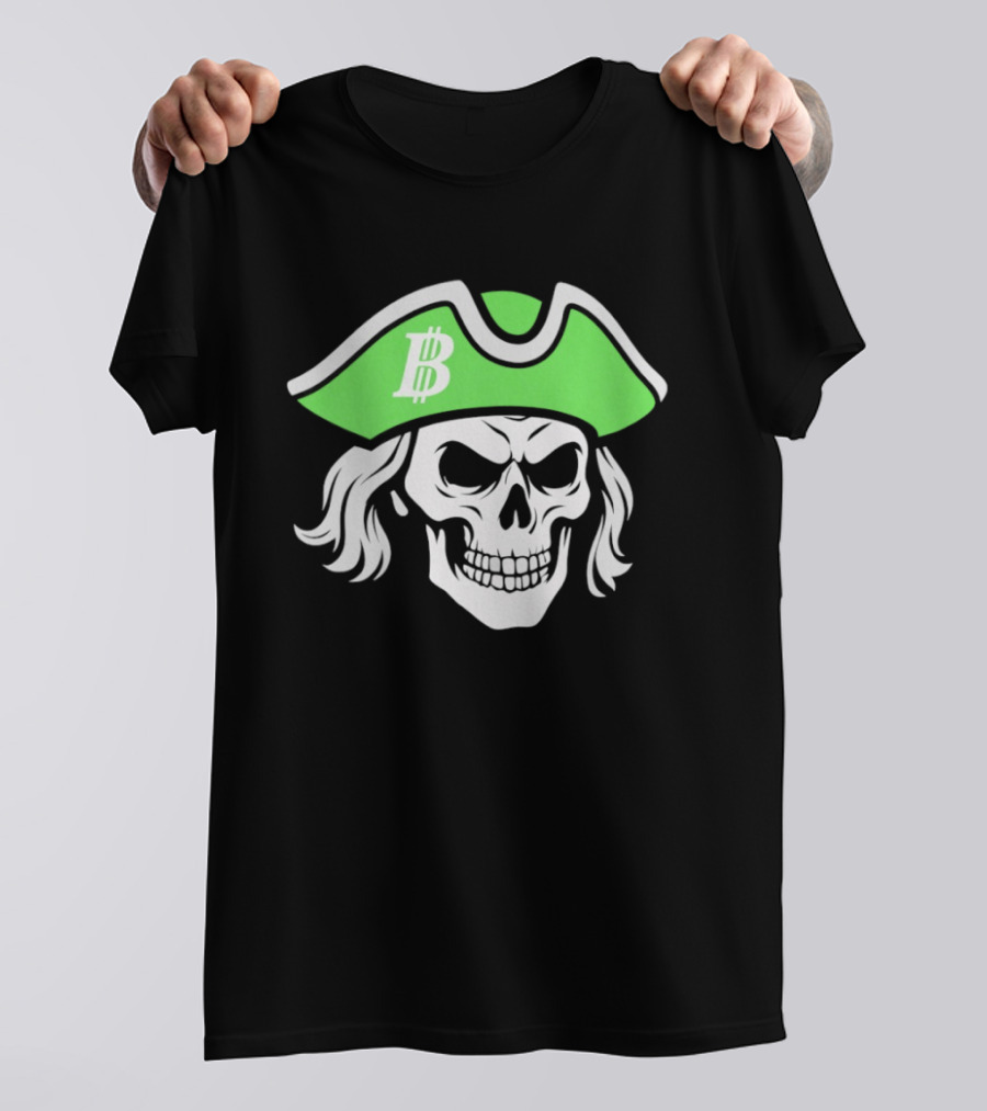 Pennsylvania Benjamins Skull With Pirate Hat Featuring Bitcoin T-Shirt