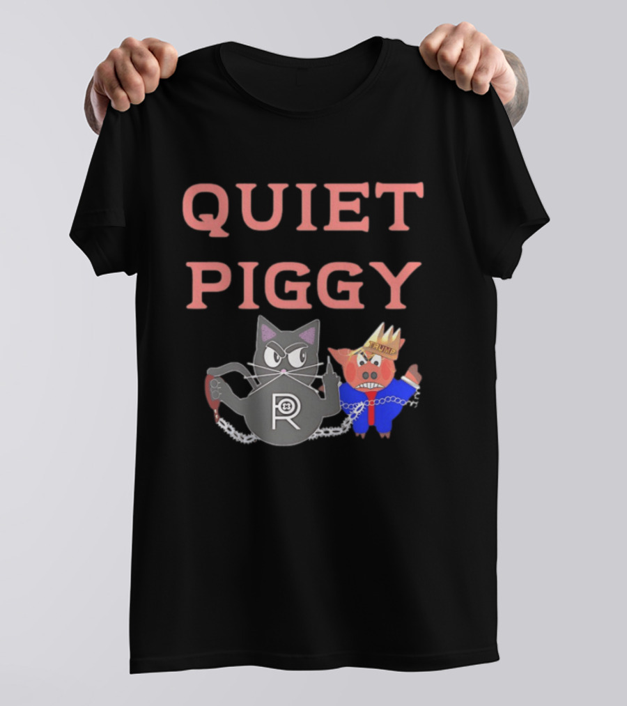Quiet Piggy Cat Icon With Crowned Pig T-Shirt