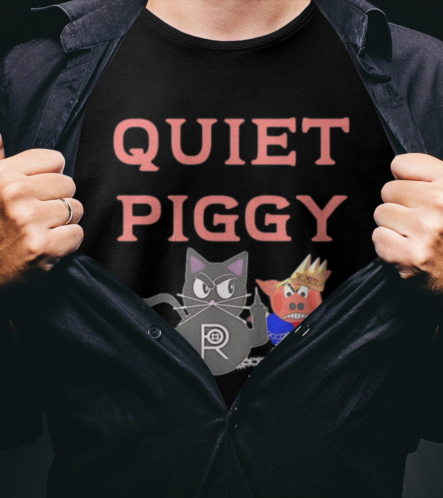Quiet Piggy Cat Icon With Crowned Pig T-Shirt