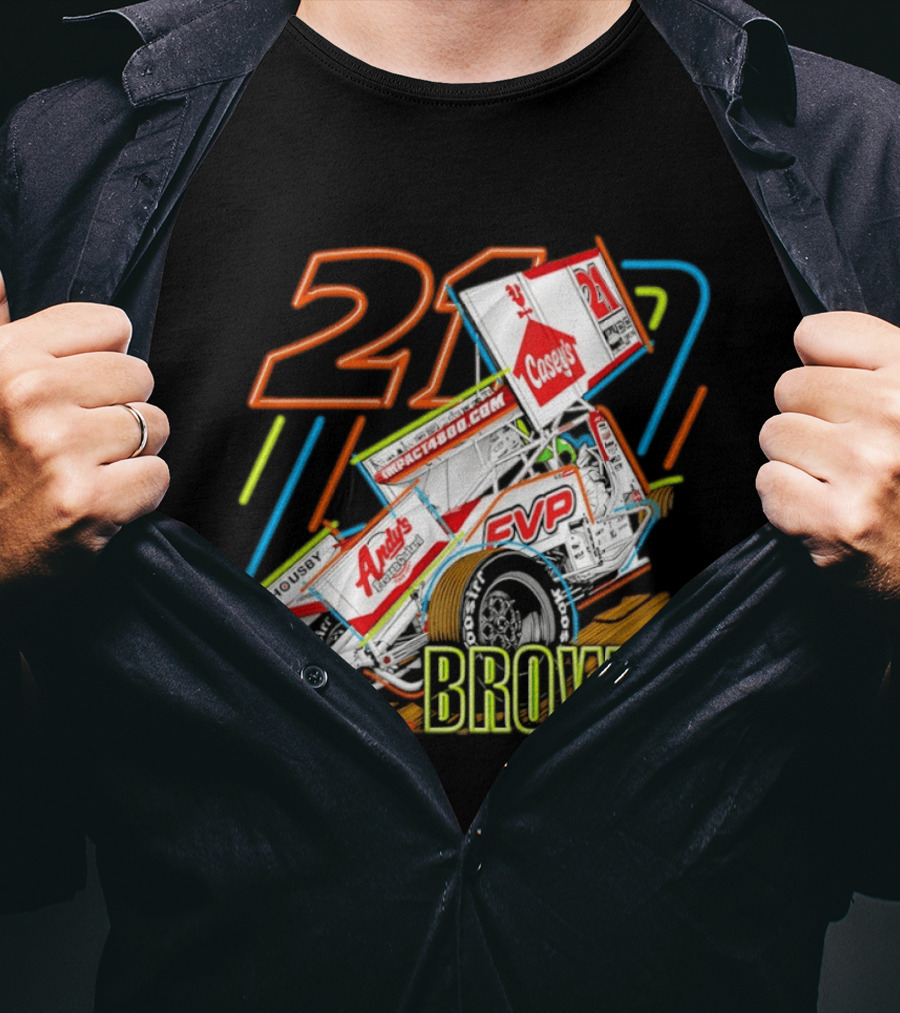 Sprint Car 21 Brown Andy's Casey's Impact 4800 Racing T-Shirt