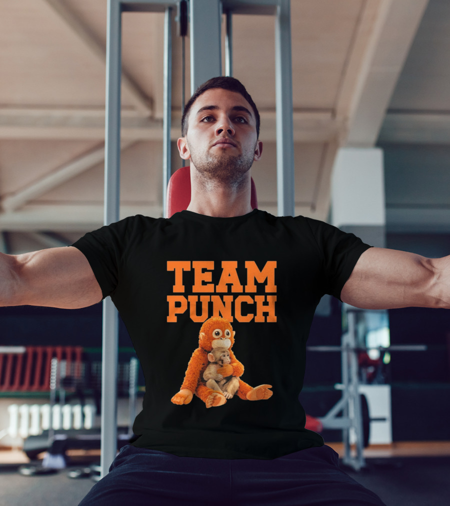 Team Punch Monkey Hugging Plush Toy T-Shirt