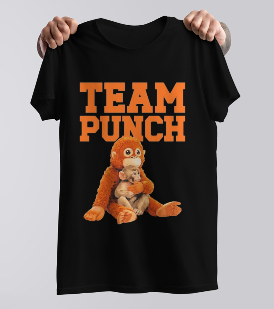 Team Punch Monkey Hugging Plush Toy T-Shirt