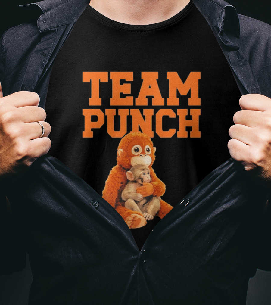 Team Punch Monkey Hugging Plush Toy T-Shirt