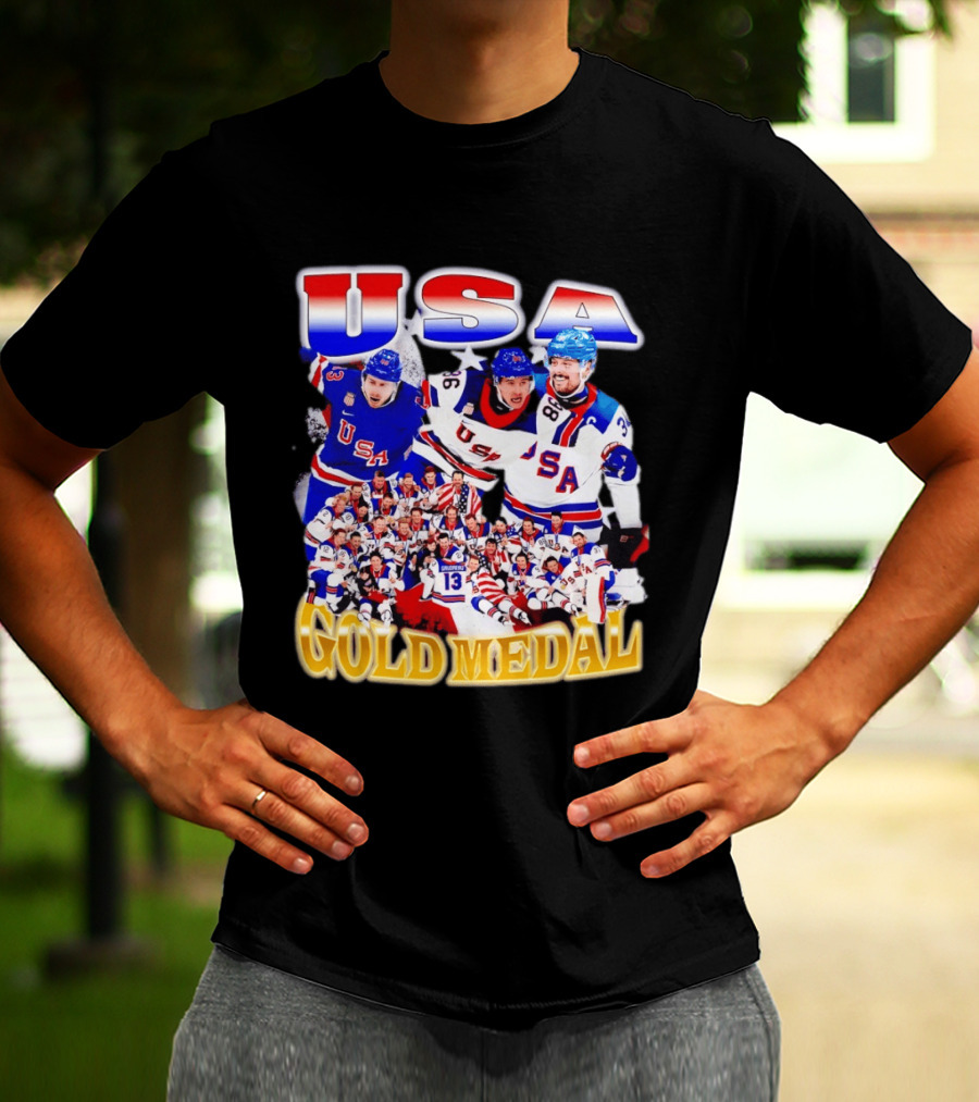 USA Gold Medal Team Vintage Bootleg Throwback T-Shirt