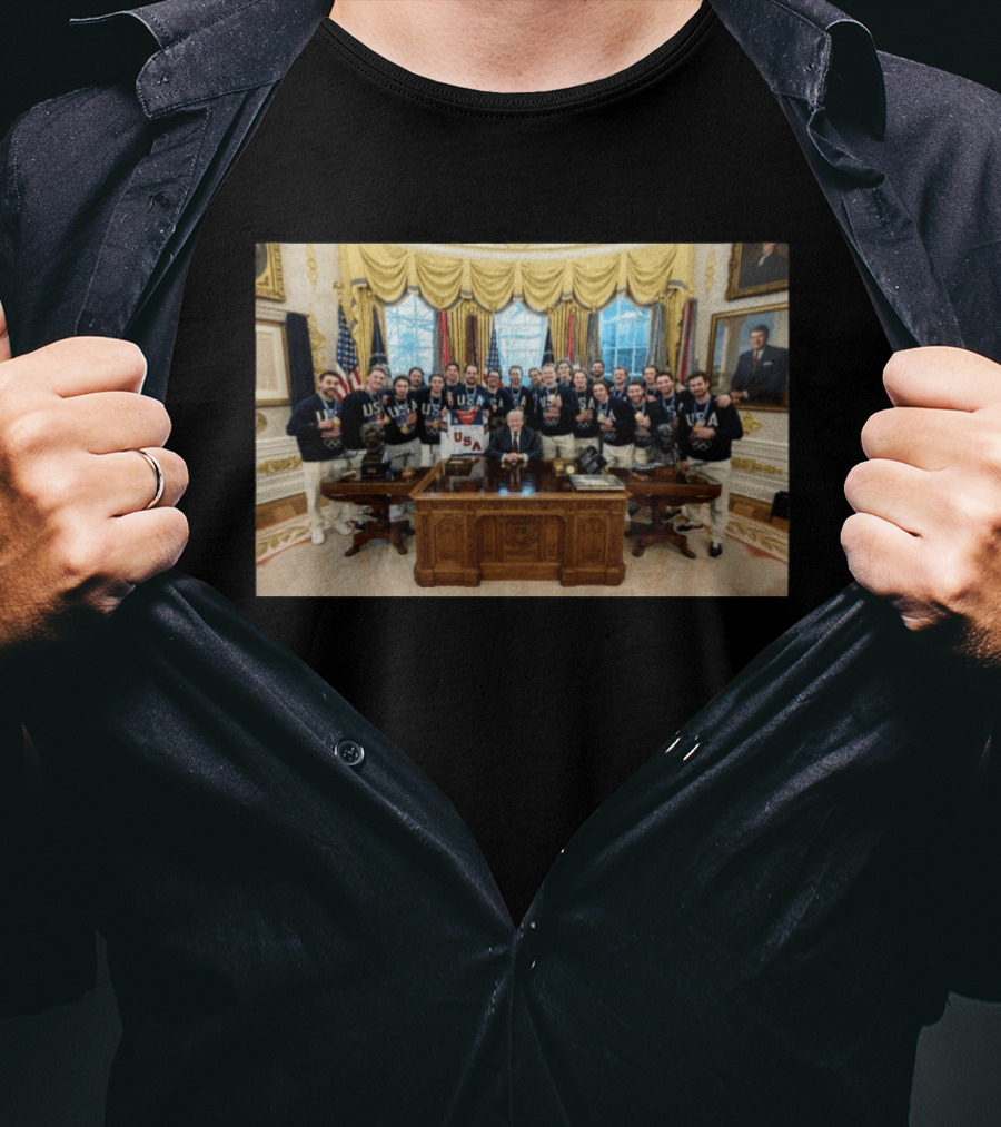 USA Men's Hockey Team White House Visit Olympic Triumph T-Shirt